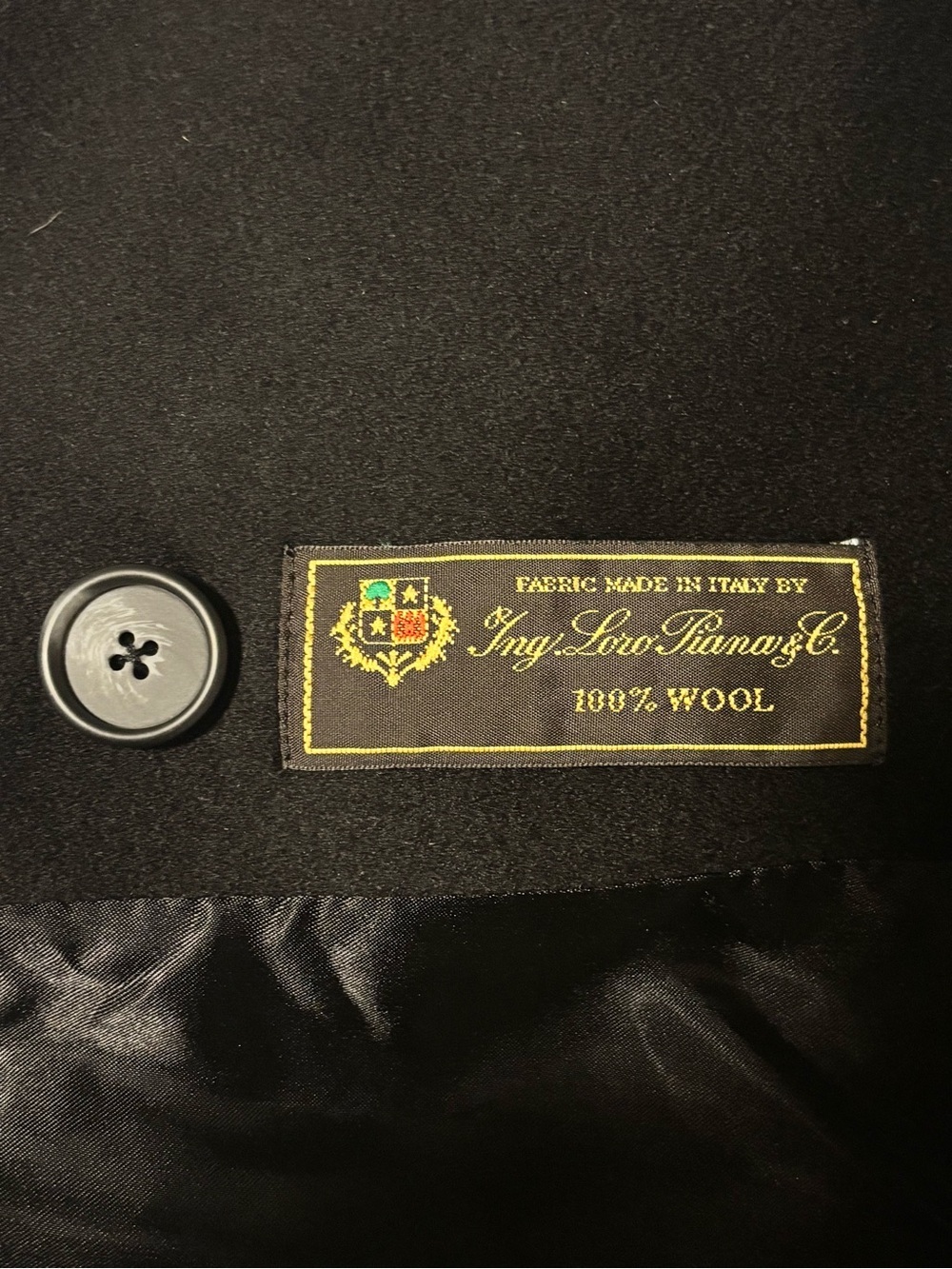 Fleurette Loro Piana 100% Wool Black Double Breasted Peacoat Size 6 - Picture 5 of 6
